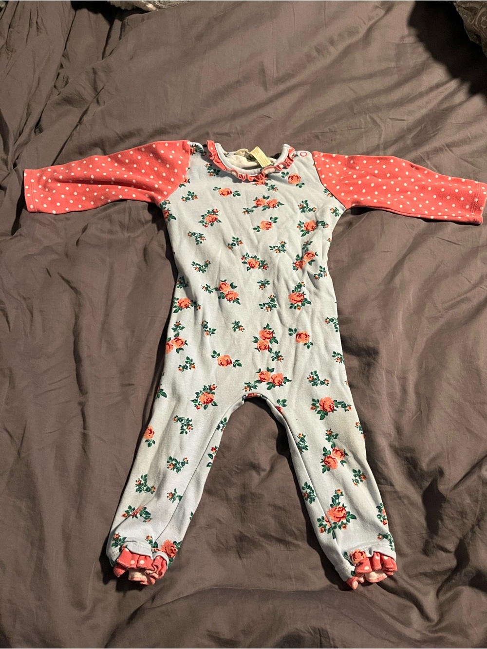 Matilda Jane Coral Polka-Sleeve Floral Footie